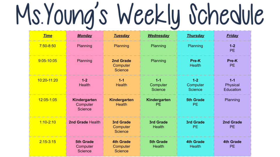 Ms. Young's Schedule